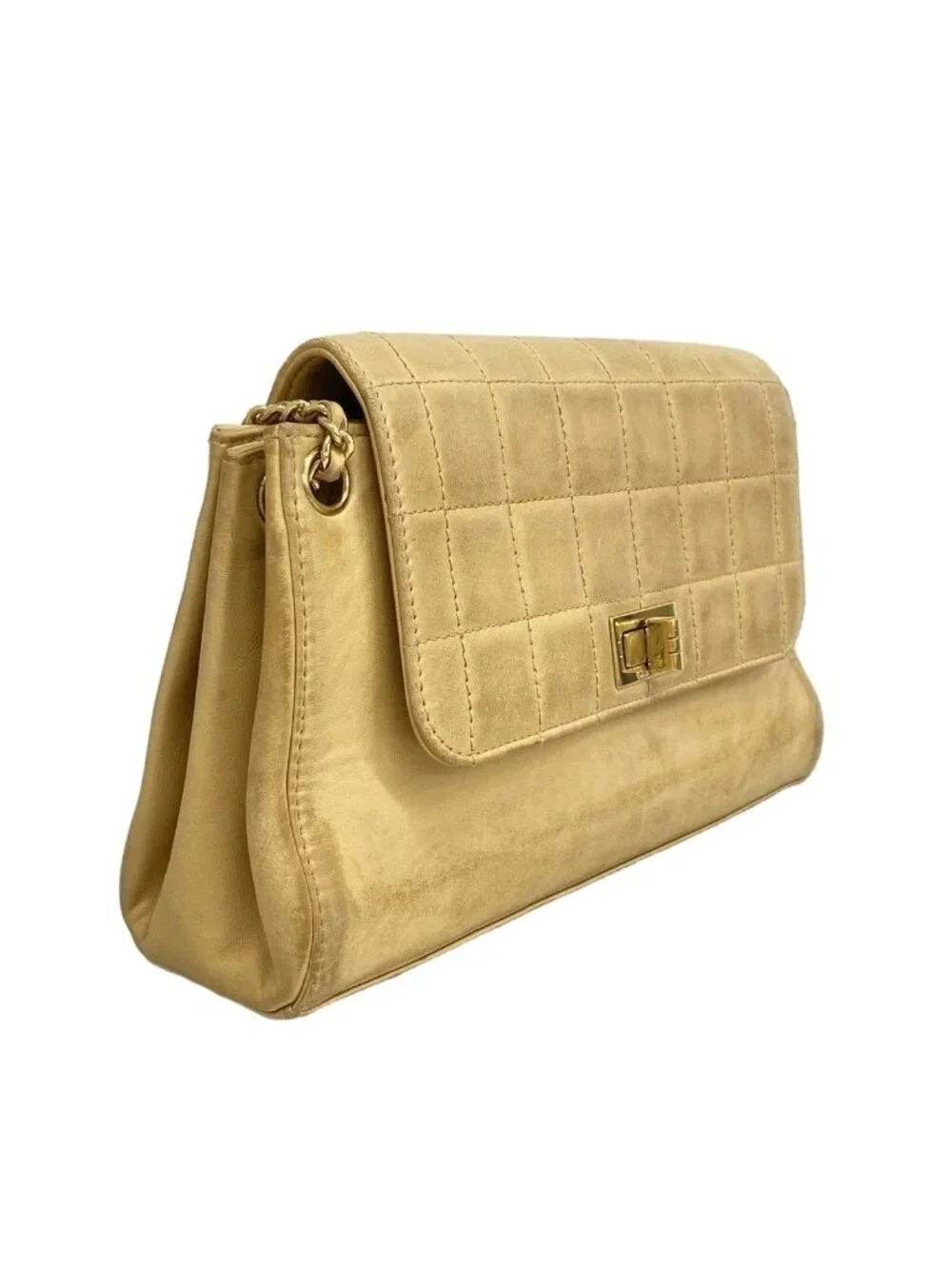 Chanel Shoulder Bag 2.55 Choco Bar Lambskin Light Brown Gold